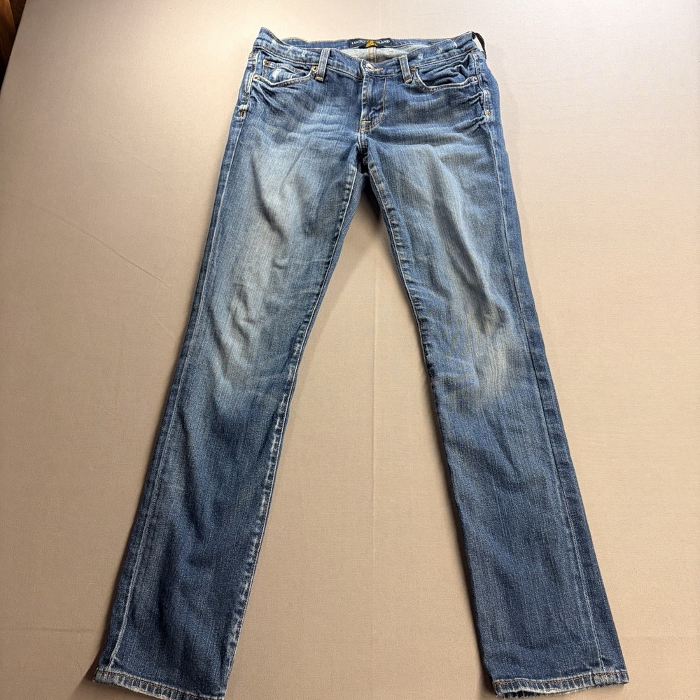 Lucky Brand Sweet N Straight Jeans Womens 6/28 Low Rise Distressed Blue Denim